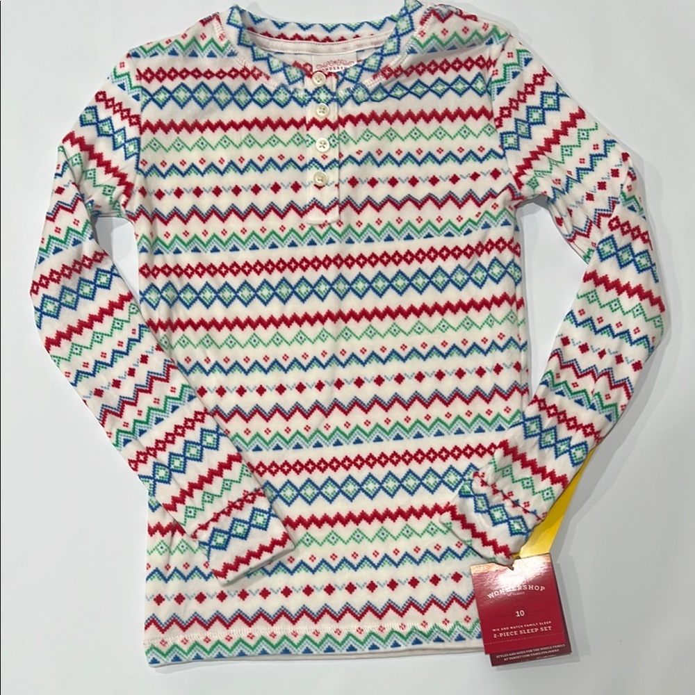 3/$15 Wondershop - Long Sleeve Geometric Pattern Unisex Size10 Pajama Top
